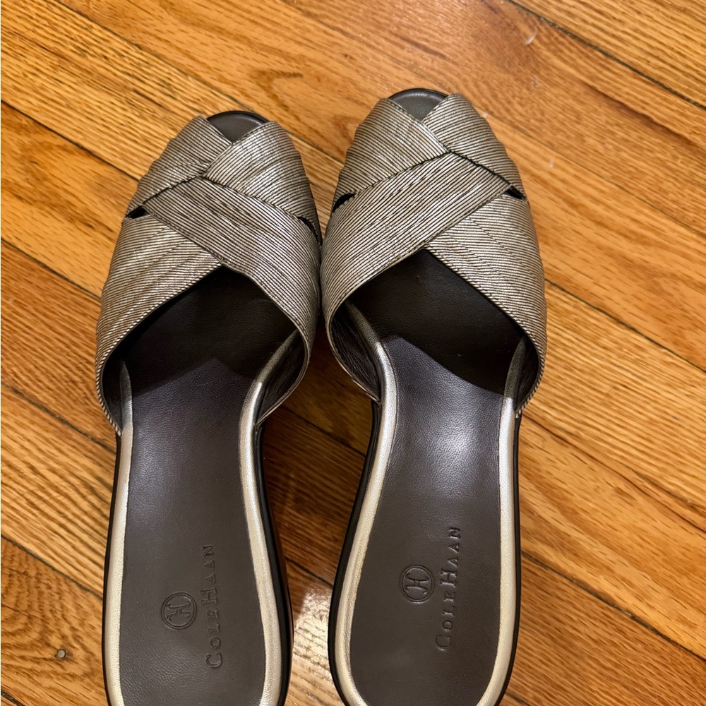 Cole Haan Women's Metallic Gray Mules - Picture 2 of 6